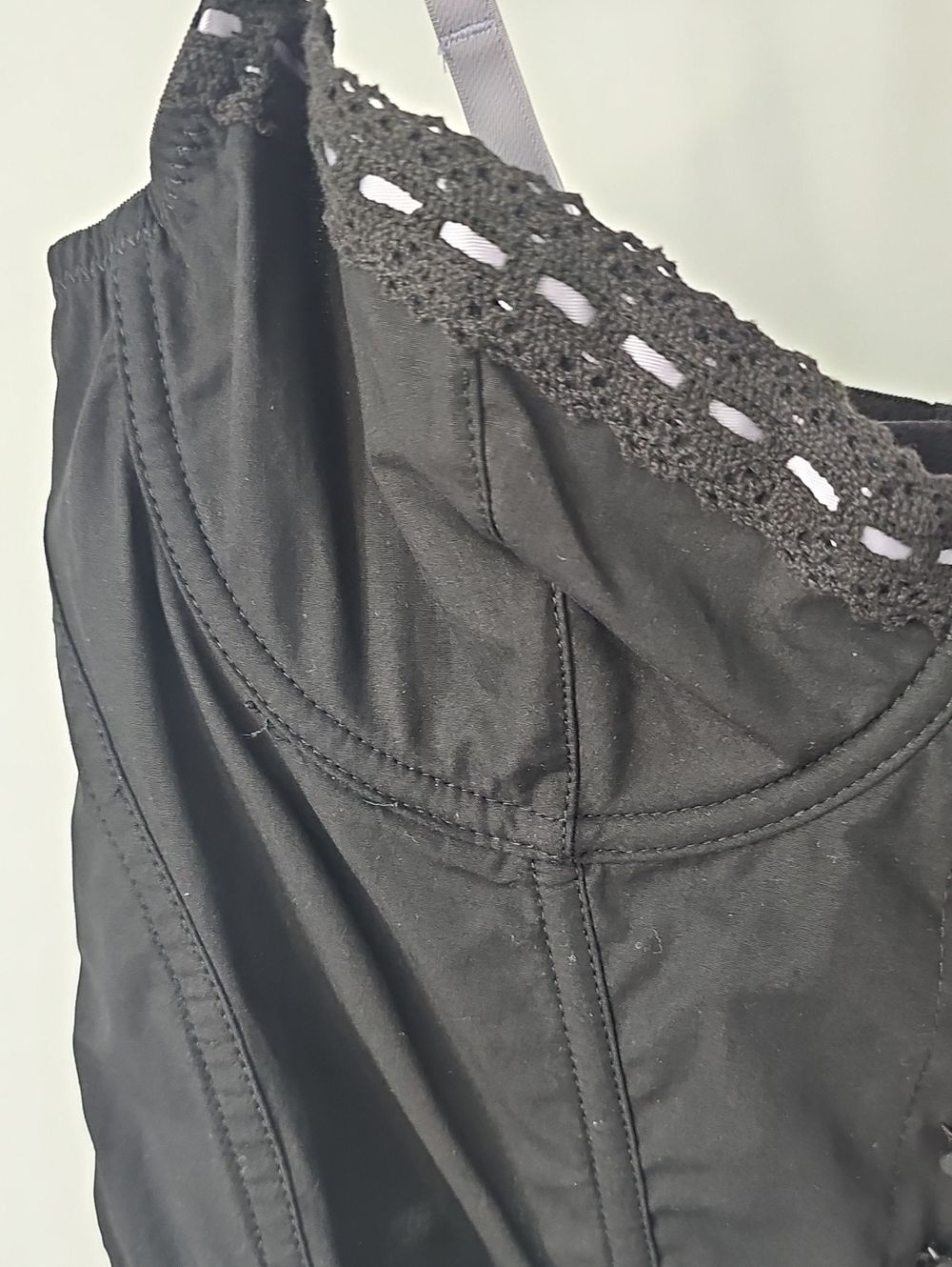 Urban Outfitters Black Bustier w Boning Lace-Trim & Lilac Straps Coquette Sexy - Picture 3 of 9
